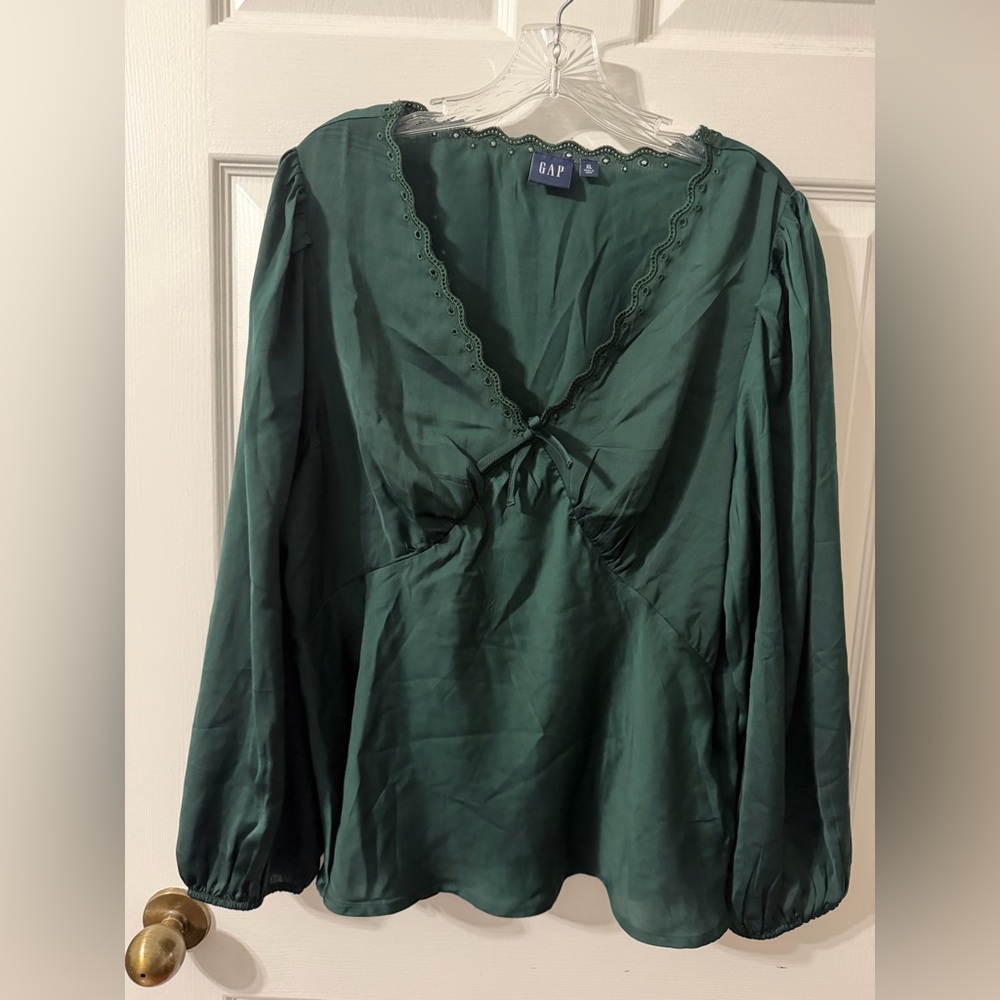 GAP Women's Deep Green Blouse w/Balloon Sleeves